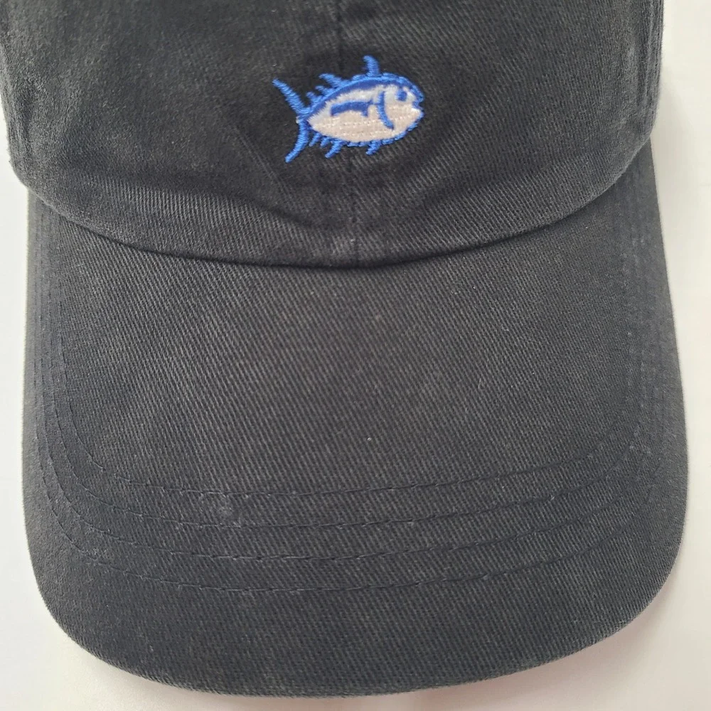 Southern Tide Hat Strapback (Fits Small) Black Blue Skipjack Tuna Logo Fish Men